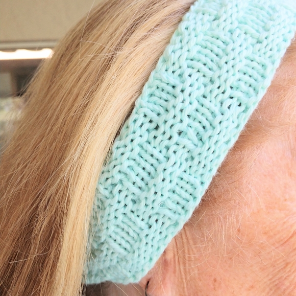 Headband Spa Essential Handmade Cotton Knit Mint Green - Picture 8 of 11